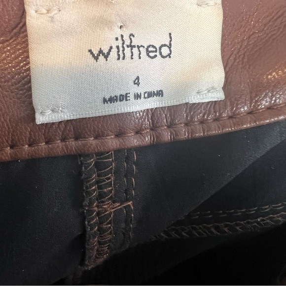 Wilfred by Aritzia Brown Faux Leather Straight Leg Pants - Picture 9 of 9